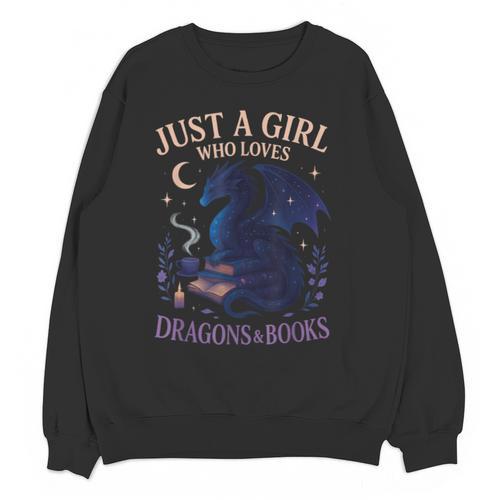 Just a Girl Who Loves Dragons And Books Fantasy Unisex Sweatshirt - Bookorys