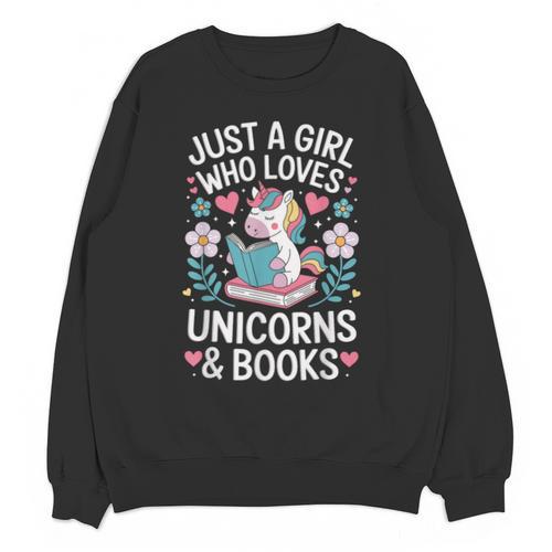 Just a Girl Who Loves Unicorns And Books Unisex Sweatshirt - Bookorys