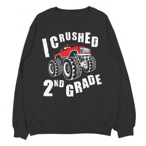 Kids I Crushed 2nd Grade Monster Truck School Graduation Unisex Sweatshirt - Best Gift Smart