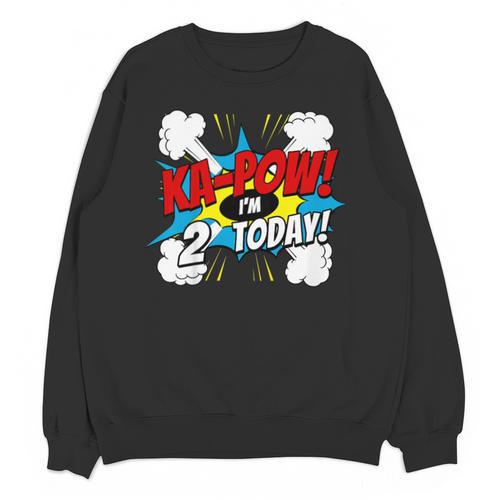 Kids Ka-Pow 2 Years Old Kids 2nd Birthday Comic Book Super Hero Unisex Sweatshirt - Bookorys