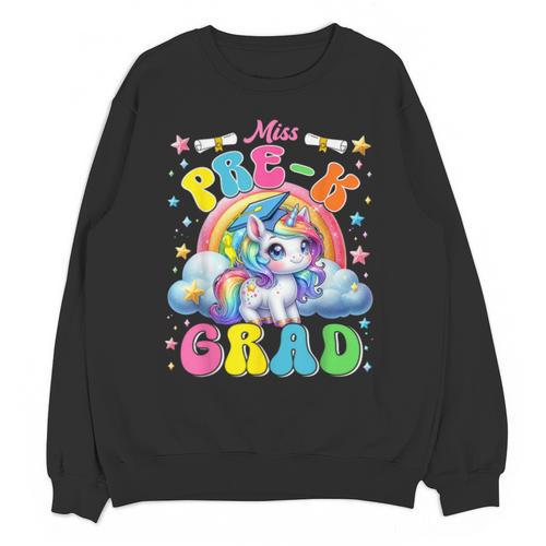 Kids Miss Pre-K Grad Graduation Cute Unicorn Rainbow Girls Unisex Sweatshirt - Best Gift Smart