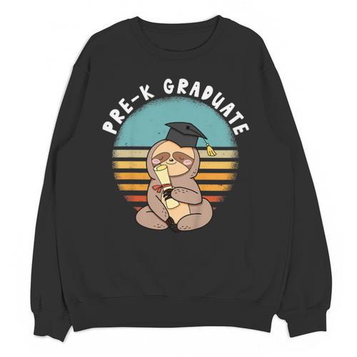 Kids Pre-K Graduate Sloth Cap And Gown Cute Preschool Graduation Unisex Sweatshirt - Best Gift Smart