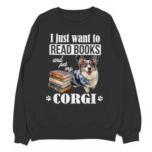 Kids Read Books & Pet My Blue Merle Corgi Lover Unisex Sweatshirt - Bookorys DE
