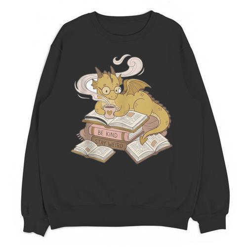 Be Kind Stay Weird Read Books Cute Dragon Unisex Sweatshirt - Bookorys UK
