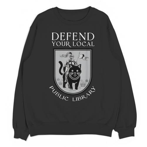 Knight Cat Defend Your Public Library Book Lover Unisex Sweatshirt - Bookorys
