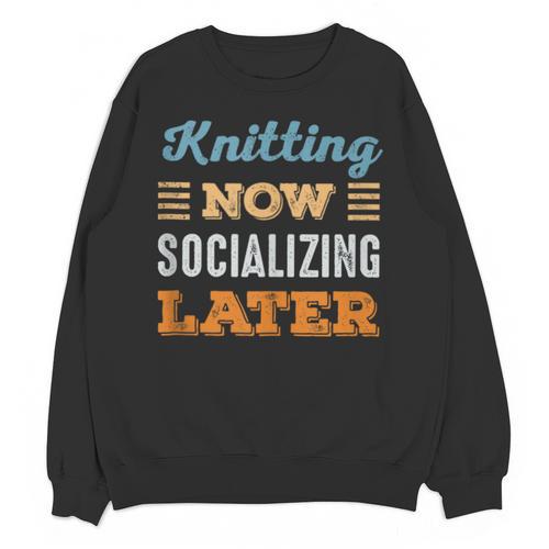 Knitting Now Minimal Socializing Introvert Vintage Unisex Sweatshirt - Raresse