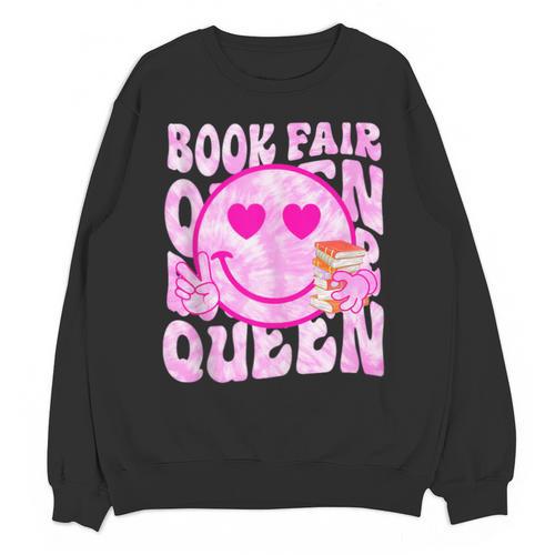 Library Book Fair Queen Vibe Groovy Tie Dye School Reading Unisex Sweatshirt - Bookorys