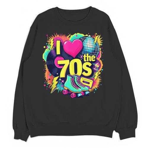I Love The 70s Retro Cassette Roller Vinyl Nostalgia Vibes Unisex Sweatshirt - Figerry