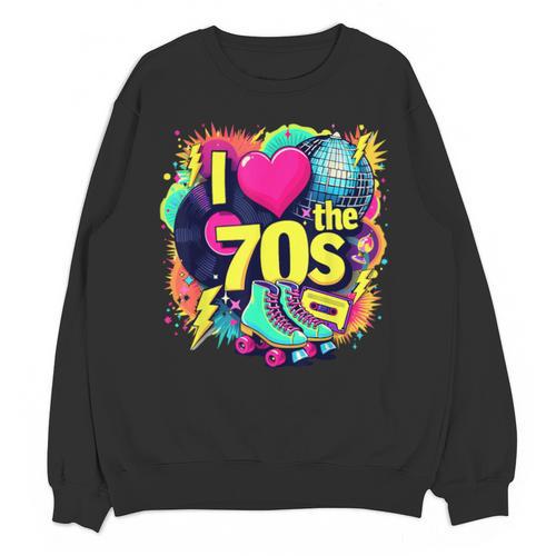 I Love The 70s Retro Cassette Roller Vinyl Nostalgia Vibes Unisex Sweatshirt - Figerry