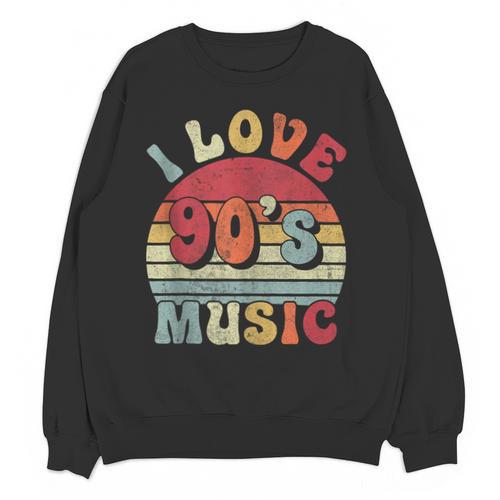 I Love 90's Music Retro Style Nostalgia Cassette 1990s Party Unisex Sweatshirt - Figerry