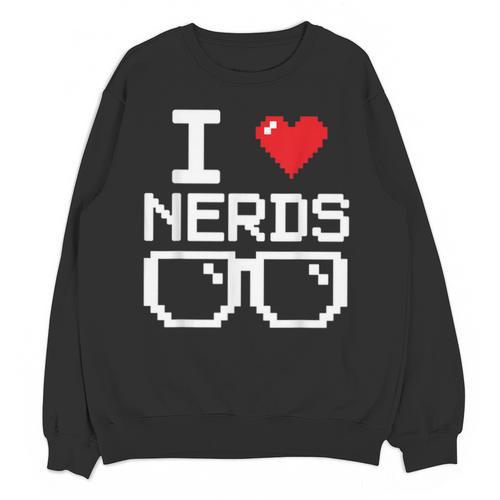 I Love Nerds I Heart Nerds For Science Book Knowledge Geeks Unisex Sweatshirt - Bookorys DE