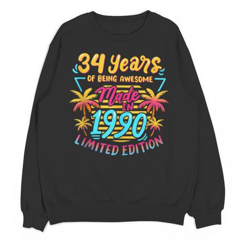 Made In 1990 Limited Edition 90s Nostalgia 34th Birthday Unisex Sweatshirt - Figerry