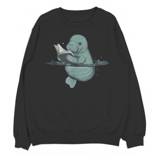 Manatee Reading Book Bookworm Manatees Ocean Animal Lover Unisex Sweatshirt - Bookorys