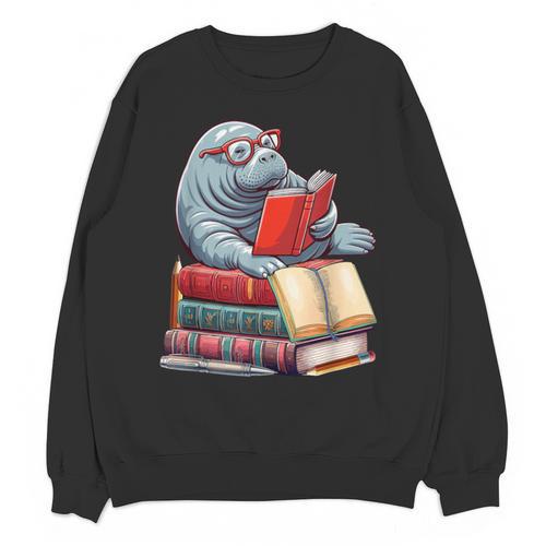 Manatee Reading Books Matching Bookworm Readers Librarian Unisex Sweatshirt - Bookorys