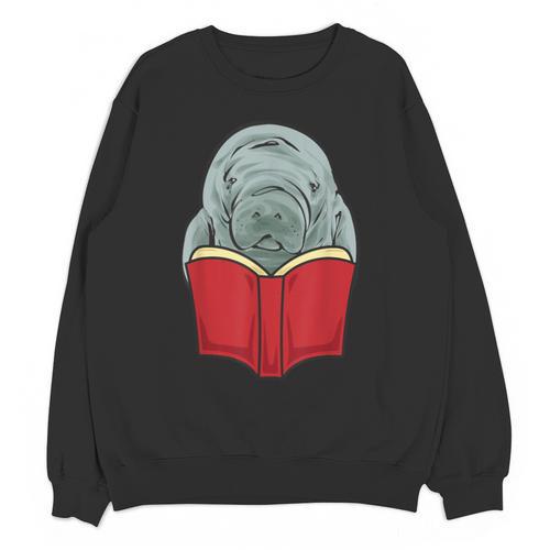 Manatee Reading Books Sea Animal Manatee Unisex Sweatshirt - Bookorys