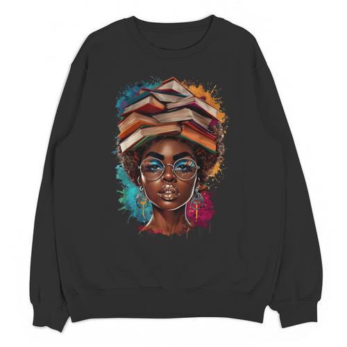 Melanin Girl Afro Book Lover Librarian Teacher Student Unisex Sweatshirt - Bookorys UK