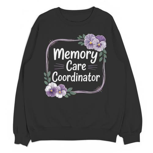 Memory Care Coordinator Purple Floral Pansies Unisex Sweatshirt - Easessy