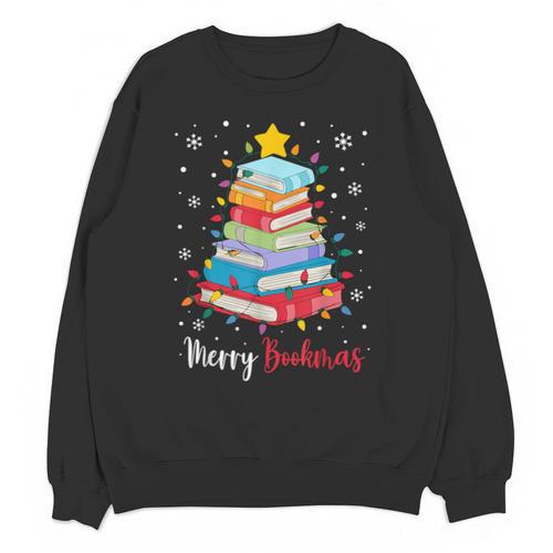 Merry Bookmas Book Christmas Tree Lights Xmas Men Women Kids Unisex Sweatshirt - Bookorys