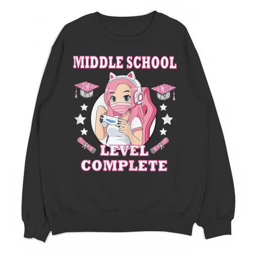 Middle School Level Complete Gaming Graduation Anime Girl Unisex Sweatshirt - Best Gift Smart