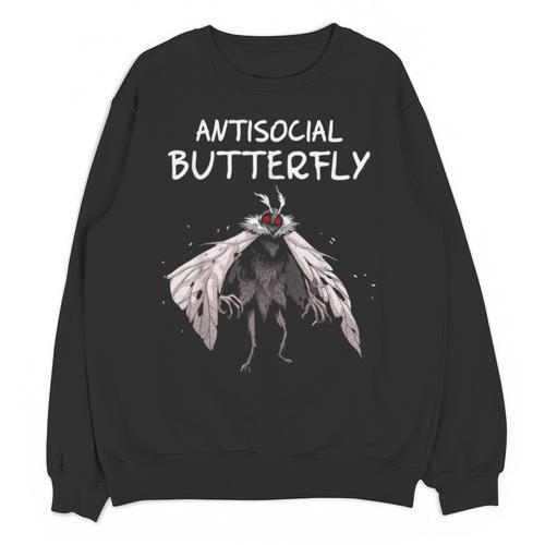 Mothman Shirt Antisocial Butterfly Introvert Cryptid Unisex Sweatshirt - Raresse