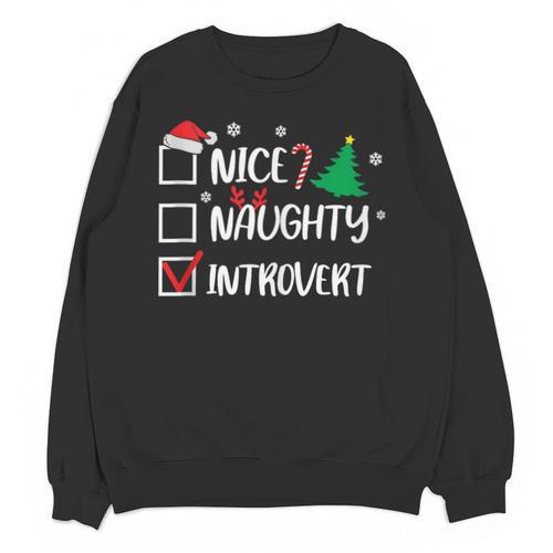 Nice Naughty Introvert Christmas List Santa Unisex Sweatshirt - Raresse