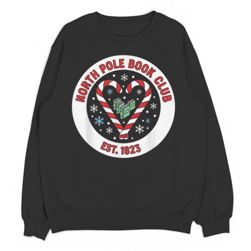 North Pole Book Club Shirt Candy Cane Christmas Unisex Sweatshirt - Bookorys DE