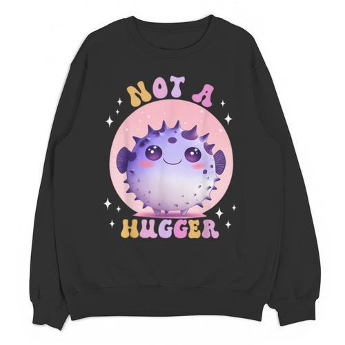 Not a Hugger Cute Pufferfish Autism Awareness Introverts Unisex Sweatshirt - Raresse