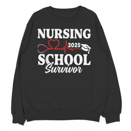 Nursing School Survivor 2025 RN ER Graduation Nurse Grad Unisex Sweatshirt - Best Gift Smart
