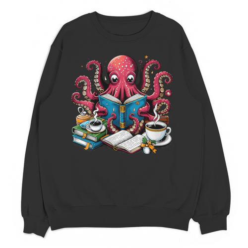 Octopus Reading Book Coffee Lover Bookaholic Bookworm Reader Unisex Sweatshirt - Bookorys