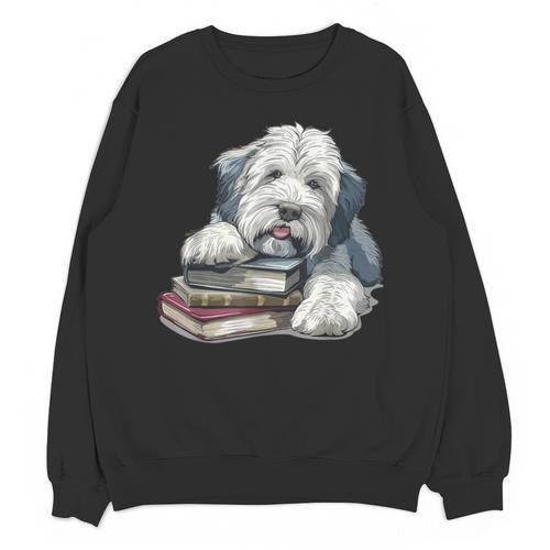 Old English Sheepdog Books Reading Dog Breed Graphic Unisex Sweatshirt - Bookorys
