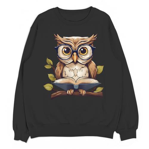 Owl Reading A Book Perched On A Branch Bookworm Unisex Sweatshirt - Bookorys UK