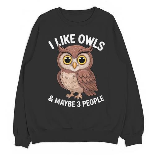 I Like Owls And Maybe 3 People Introvert Humor Casual Unisex Sweatshirt - Raresse