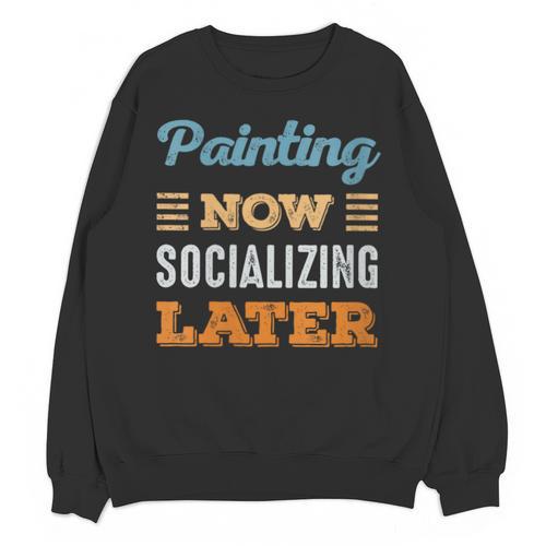 Painting Now Minimal Socializing Introvert Vintage Unisex Sweatshirt - Raresse