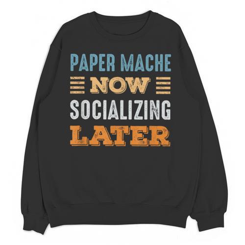 Paper Mache Now Minimal Socializing Introvert Vintage Unisex Sweatshirt - Raresse