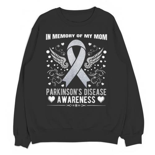 Parkinson's Disease Awareness Memory Of My Mom Ribbon Wings Unisex Sweatshirt - Easessy
