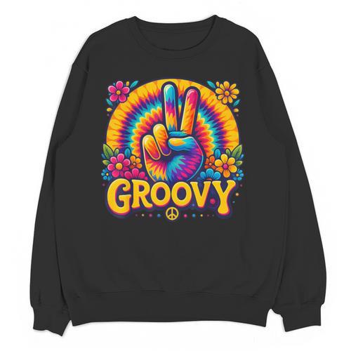Peace Sign Groovy Vibes Costume Nostalgia Tie Dye Fashion Unisex Sweatshirt - Figerry