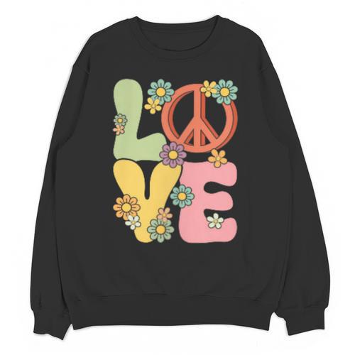 Peace Sign Love Groovy Vibes Costume Nostalgia 1980s Fashion Unisex Sweatshirt - Figerry