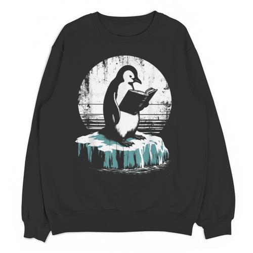 Penguin Reading A Book Vintage Graphic Bookworm Lover Unisex Sweatshirt - Bookorys UK