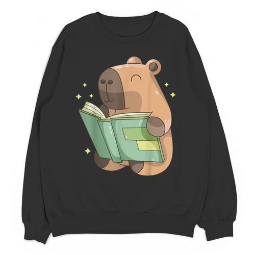 Pet Capybara Is Reading Library Capy Word Book Day Teacher Men Women Kids Unisex Sweatshirt - Bookorys AU
