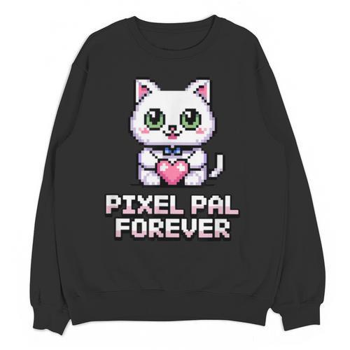 Pixel Art Pet Cat Y2K Retro Vintage Digital Nostalgia Tech Unisex Sweatshirt - Figerry