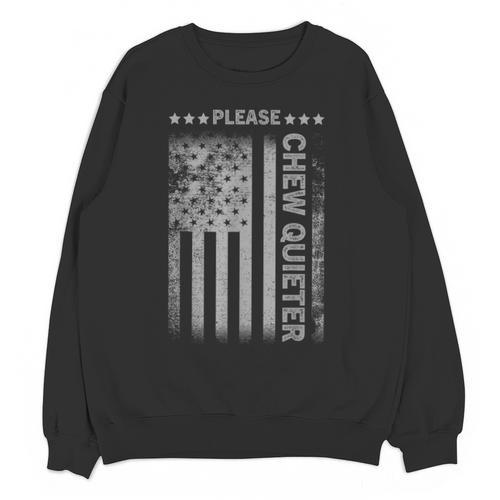Please Chew Quieter Introvert USA Flag Vintage Unisex Sweatshirt - Raresse