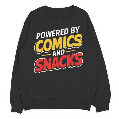 Powered By Comics And Snacks Comic Book Lover Unisex Sweatshirt - Bookorys DE