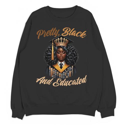 Pretty Educated African American Graduation Class 2024 Unisex Sweatshirt - Best Gift Smart