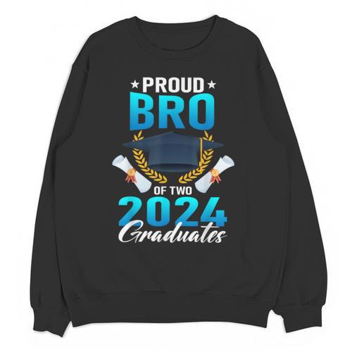 Proud Brother Of Two 2024 Graduates Twin Family Graduation Unisex Sweatshirt - Best Gift Smart