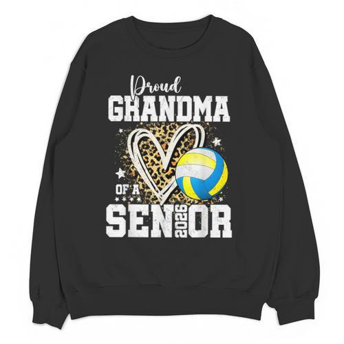 Proud Grandma Of A 2026 Senior Volleyball Graduation Leopard Unisex Sweatshirt - Best Gift Smart