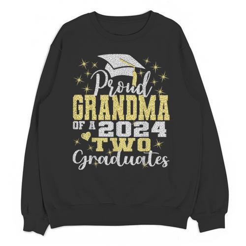 Proud Grandma Of Two 2024 Graduate Class 2024 Graduation Unisex Sweatshirt - Best Gift Smart