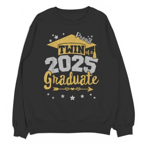Proud Twin Of a 2025 Graduate Team 25 Senior Graduation Unisex Sweatshirt - Best Gift Smart