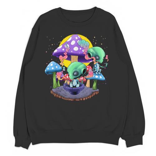 Psychedelic Alien Mushroom Nostalgia Groovy Vibe Hippie Unisex Sweatshirt - Figerry