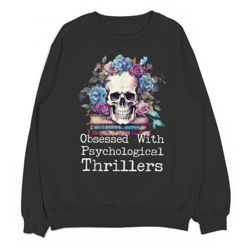 Psychological Thriller Reader Fan Skull Flowers Books Unisex Sweatshirt - Bookorys UK