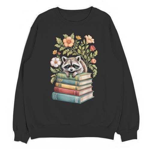 Raccoon Books Reading Flowers Unisex Sweatshirt - Bookorys CA